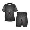 thumbnail image 1 of Fotbe Black Spider On Web Pijama Estampada de 2 Piezas para Niños – Ropa de Dormir de Manga Corta Cómoda para Niños y Niñas, Camiseta y Shorts de Algodón-Large, 1 of 6