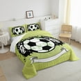 thumbnail image 3 of Erosebridal Soccer Sports Bedding Twin Comforter Set,Ball Game Down Comforter,Green Black Bedding Sets Twin with Comforter For Teenager,Microfiber Gray Room Decor Reversible,2-Piece, 3 of 8