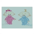 thumbnail image 2 of Gender Reveal Cutting Board, Cheerful Boy and Girl with Bunny Pacifiers Twins, Decorative Tempered Glass Cutting and Serving Board, Large Size, Pale Blue and Pink Peach, by Ambesonne, 2 of 5