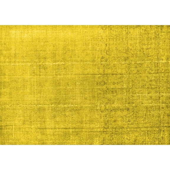 Ahgly Company Machine Washable Indoor Rectangle Persian Yellow Traditional Area Rugs, 5' x 7'