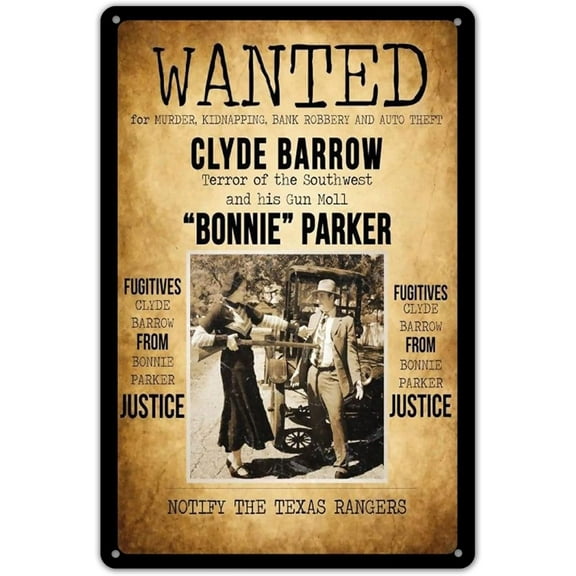 Wanted Bonnie & Clyde Motiv 2 Metal Custom Metal Sign 8X12in-Bar Cafe Restaurant Home Decor
