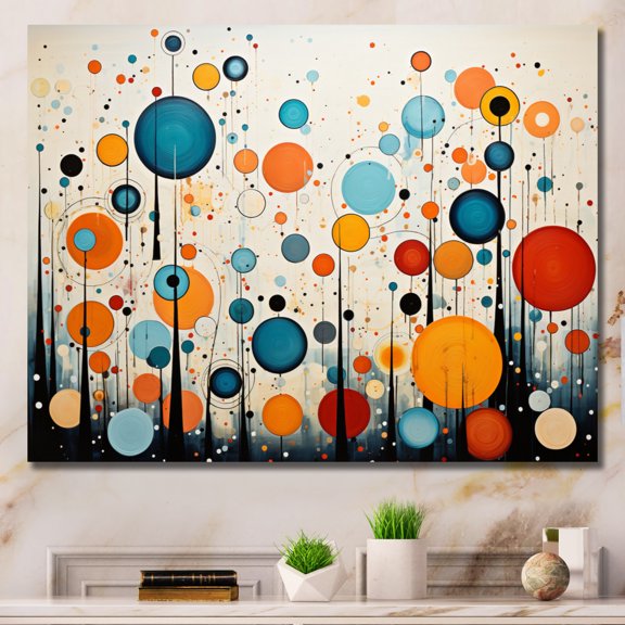 Designart "Green Beige Mid Century modern Retro II" Mid-century Canvas Wall Art