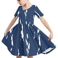 thumbnail image 6 of Sales Today Clearance kttectoa Casual A-Line Dress Teen Girls Tunic Dress Dress Round Neck Stripe Print Short Sleeve Dresses for Teen Girls Comfy Dress for Go to School 4-14Y, 6 of 7
