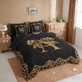 thumbnail image 2 of Erosebridal Leopard Print Bows Kids 7-Piece Bedding Comforter Set,Cheetah Pattern A Alphabet King Bedding Sets For Girls Women,Reversible black, 2 of 7