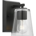 thumbnail image 3 of Vertex Collection One-Light Matte Black Clear Glass Contemporary Bath Light, 3 of 13