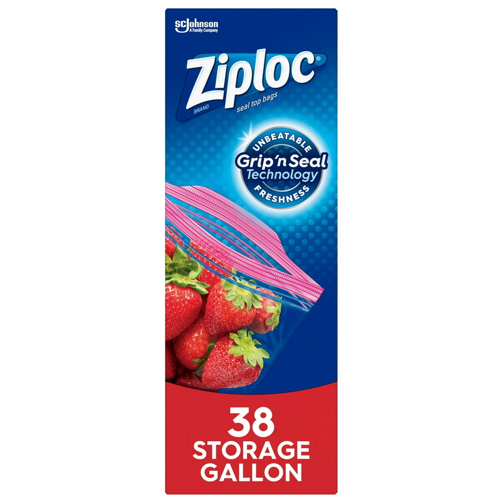 Ziploc Brand Storage Gallon Bags with Grip 'n Seal Technology, 38 Count