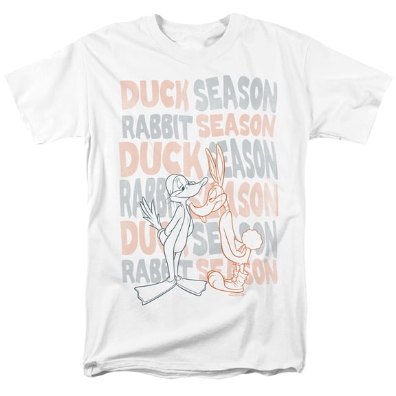 Looney Tunes Duck Season Rabbit Season S/S Adult 18/1 T-Shirt White