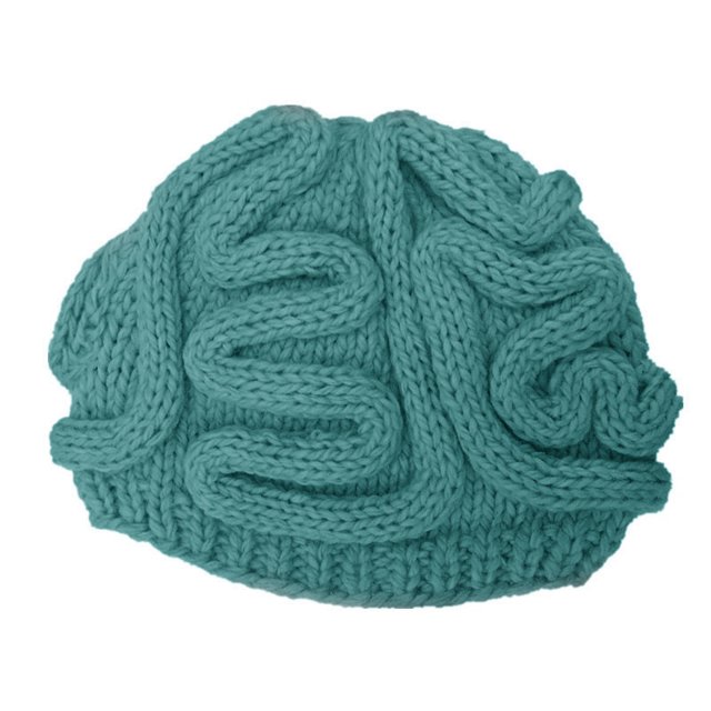 Funny Brain Knitted Hat Halloween Spoof Props Winter Hat, Peacock Blue Aldult