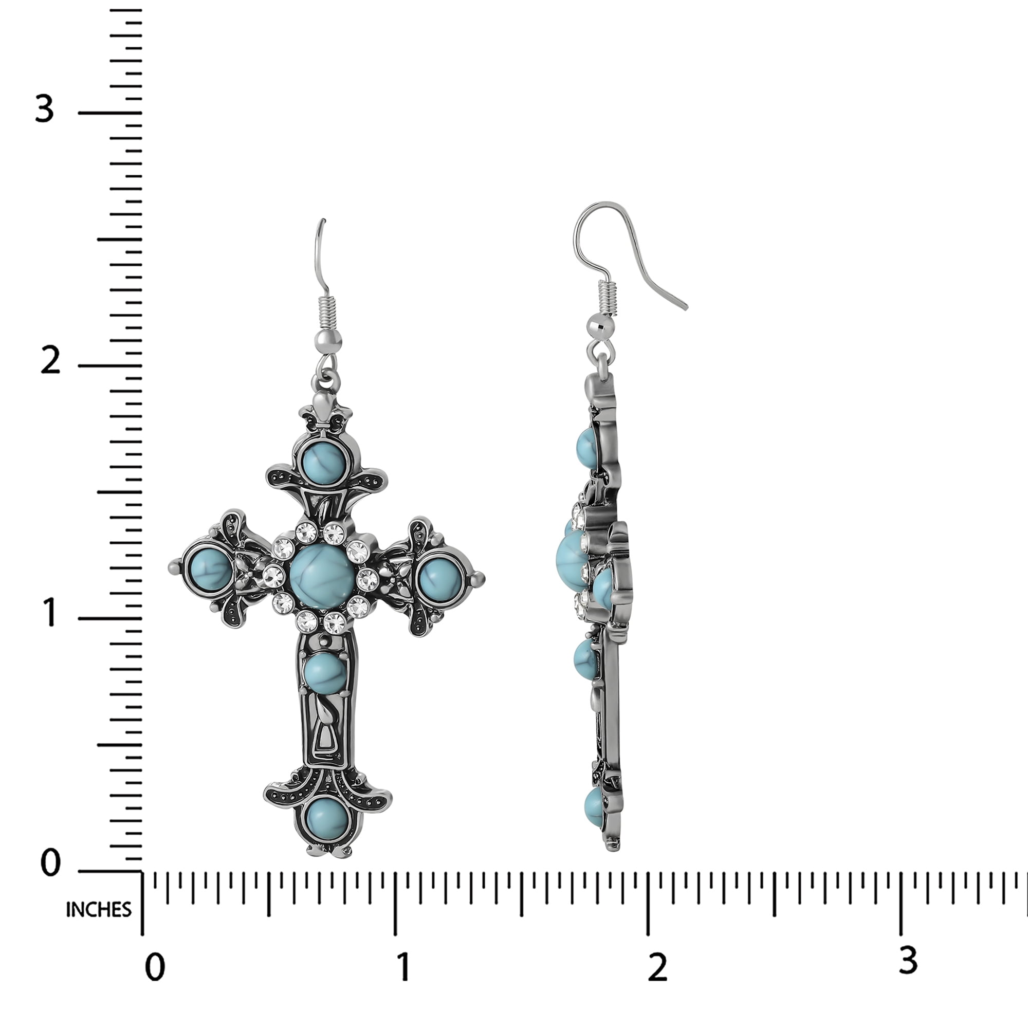 Jessica Simpson Women's Faux Turquoise Cross Earrings