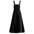 thumbnail image 4 of Women Summer Dresses Women's Collar Button Denim Dress V Neck Sleeveless Loose Fit Casual Long Dress Overalls Solid Black L, 4 of 6