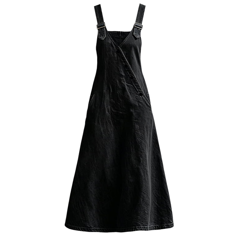 black denim pinafore dress Denim Pinafore Dress
