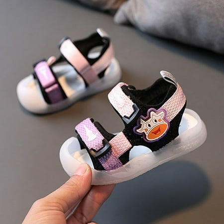 

RUICUW Anti Kick Baotou Sandals Summer Lights Baby Shoes 013 Years Old 2 Boys And Girls Beach Shoes Walking Shoes 18-24 Months