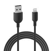 onn 3' Lightning to USB Charging Cable, Black