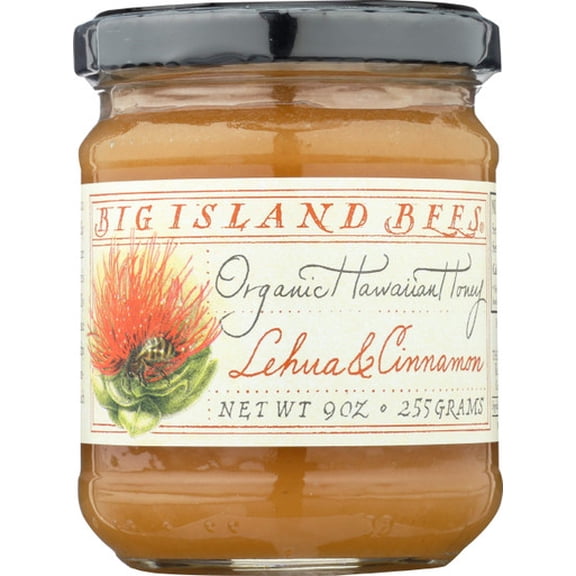 Big Island Bees Lehua & Cinnamon Honey 9 oz, Glass Jar