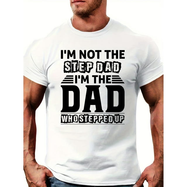 Fashion Dad Letter Pattern Print Men's Comfy Chic T-shirt, Graphic Tee Men's Summer Outdoor Clothes, Men's Clothing, Tops For Men, Gift For Men