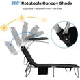 thumbnail image 6 of PetFurnishn Chaise Lounge Beach Chair with Canopy Shade, Adjustable 5 Position, Foldable Recliner Tanning Chair with Side Storage Pocket for Garden Patio Poolside,Black, 6 of 9