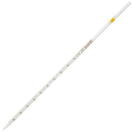 Globe Glass, Serological Pipette, Reusable, 1mL, Class A, to Deliver (TD), 0.01 Graduations, Yellow Band, 6/Box