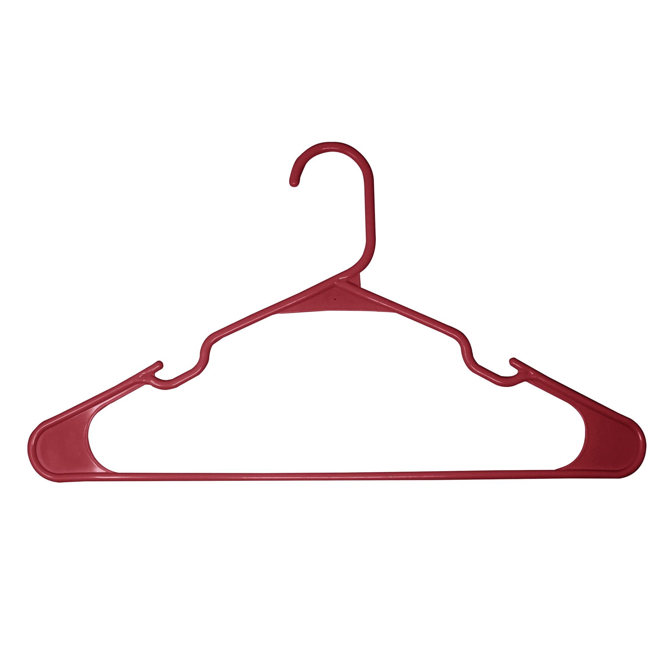 Closetselect Plastic Notched Adult Hangers for Any Clothing Type, Red Sedona 50 Count