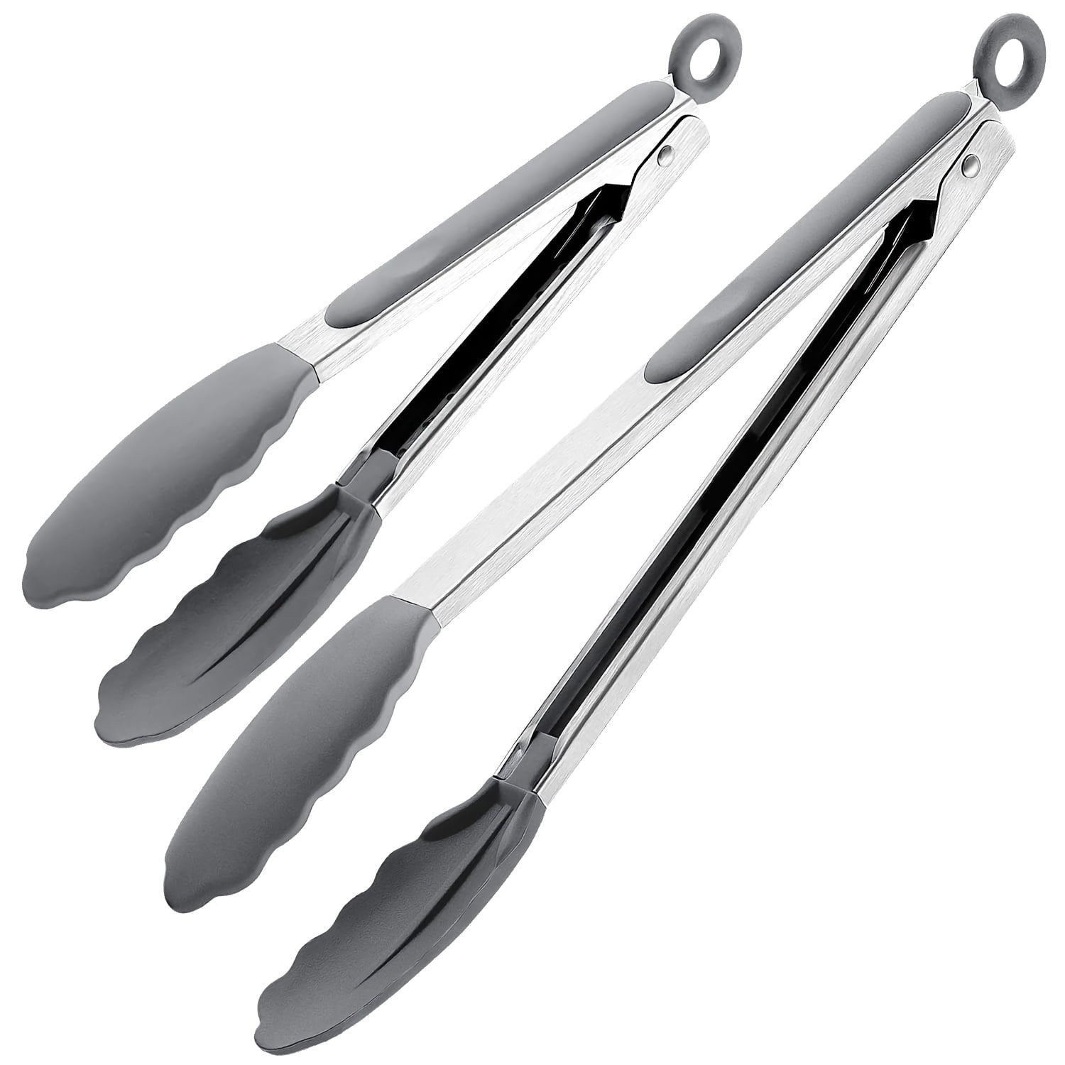 Unique Bargains Kitchen Cooking Set Stainless Steel with Stands Silicone Tongs Burgundy 9&12 2 Pcs