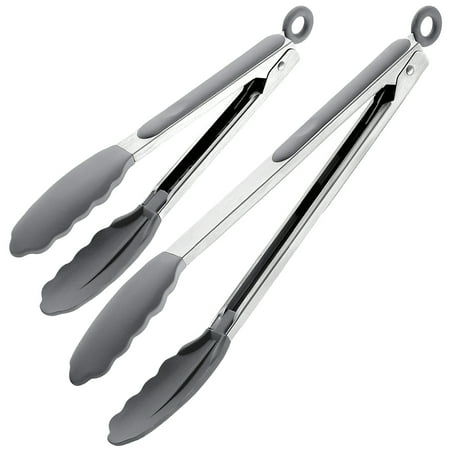 

Daisy Stainless Steel Made Silicone Cooking Tongs 12” And 9” Kitchen Tongs For Cooking With Non Slip Grip Hanging Ring Dishwasher Safe Easy Cleaning Kitchen Gadget