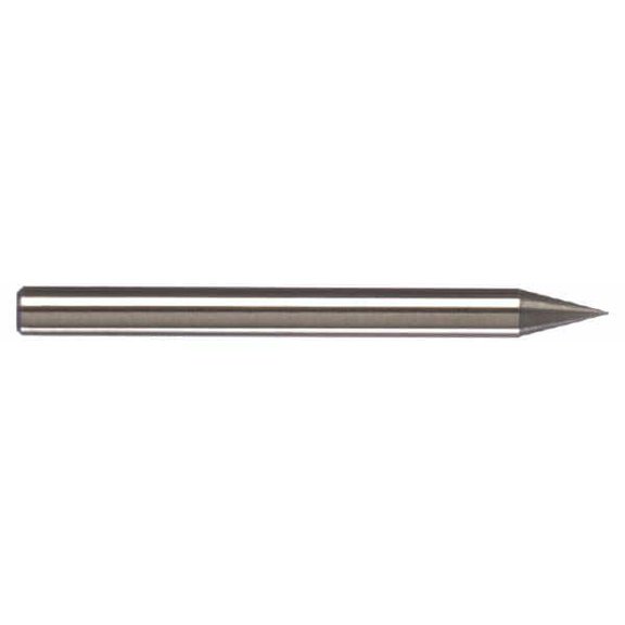 Accupro 0.02" Diam, 0.06" LOC, 2 Flute Solid Carbide Ball End Mill Uncoated, Single End, 1-1/2" OAL, 1/8" Shank Diam, Spiral Flute