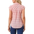 thumbnail image 3 of CAMISA DE BOTONES DE CUADROS CON CUELLO PUNTO Y MANGAS CORTAS PARA MUJER INSPIRADA CHIC TALLA XS ROSA-BEIGE, 3 of 6