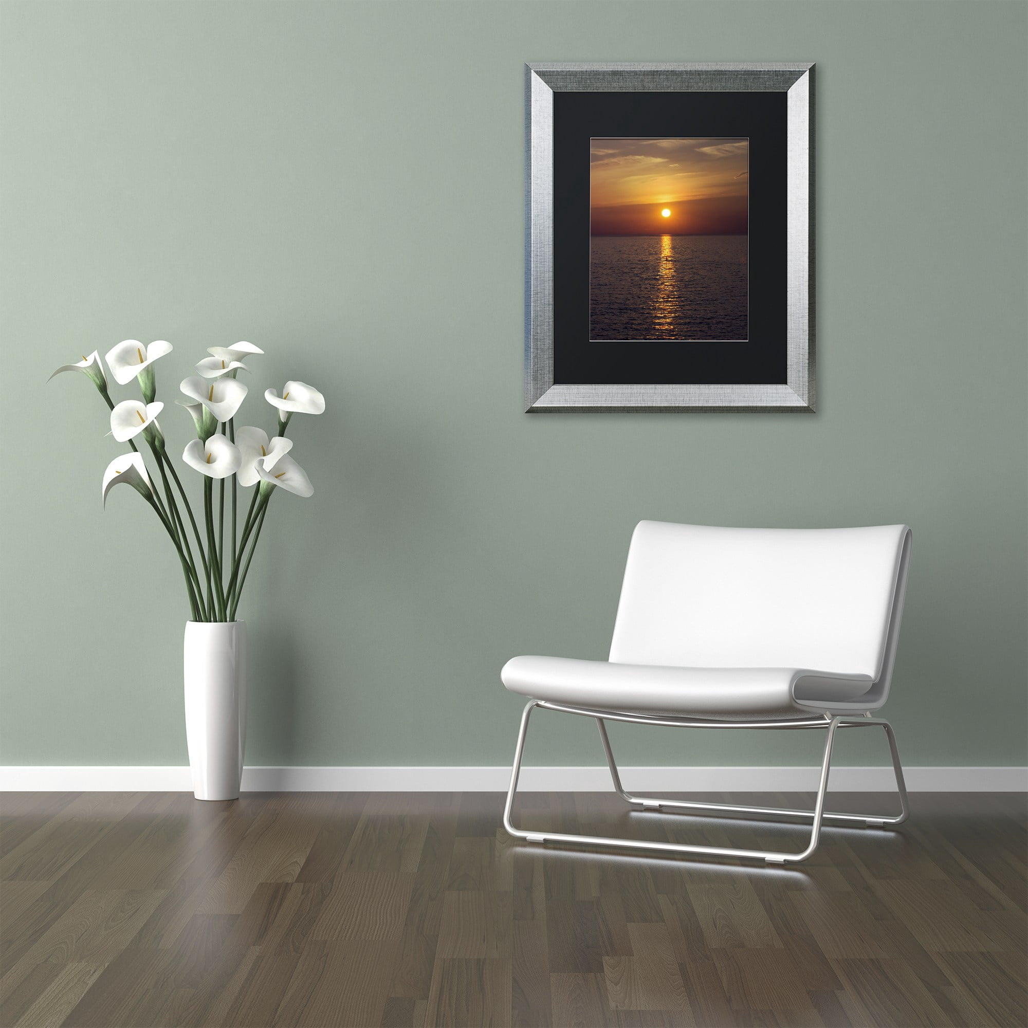 Trademark Fine Art 'Sunset Paddleboard' Canvas Art by Kurt Shaffer Black Matte, Silver Frame