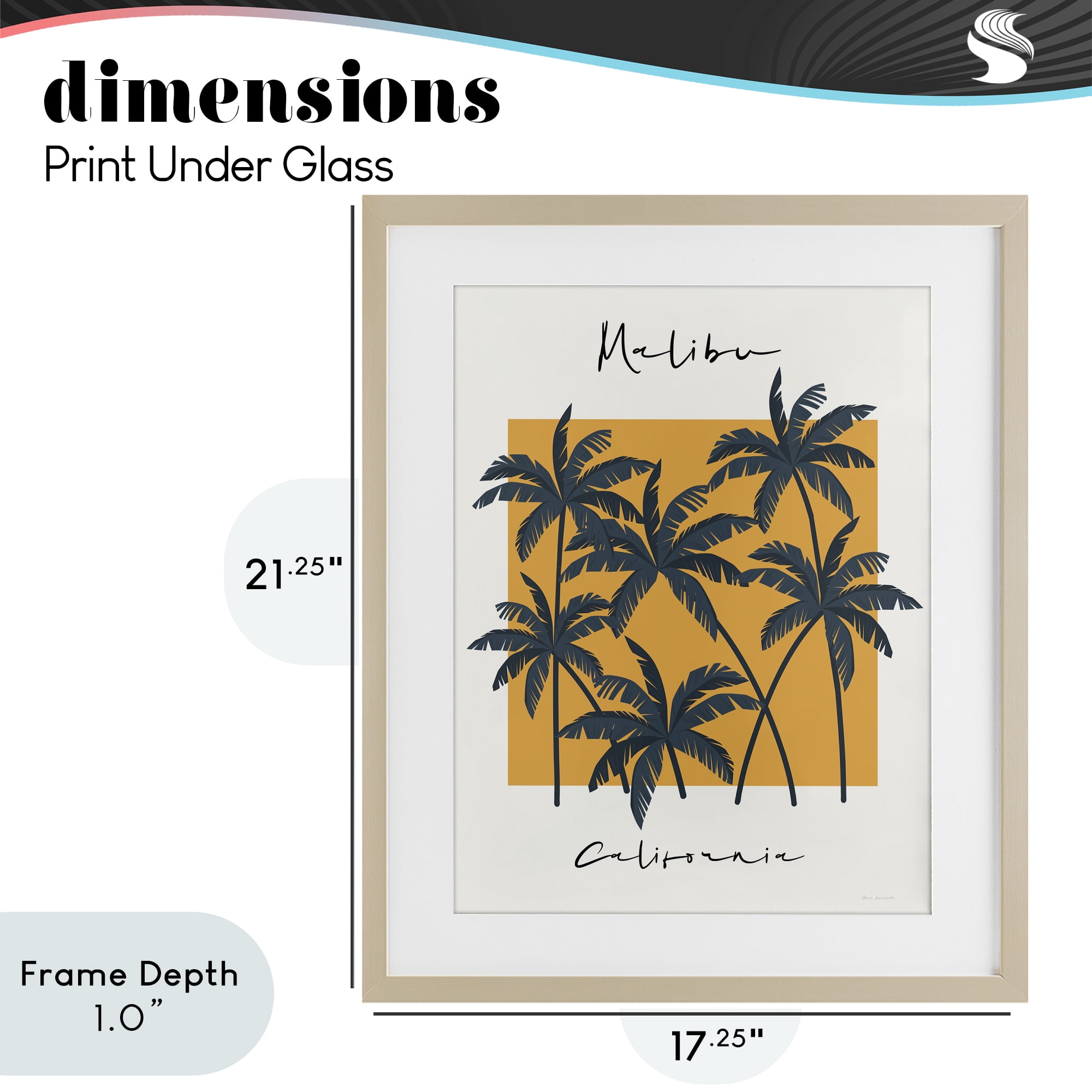 Stupell Industries Malibu Retro Vibe Birch Framed Print Under Glass, design by Omar Escalante
