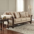 thumbnail image 2 of Roundhill Furniture Hernen Carved Wood Frame Sofa, Emma Wheat, 2 of 9