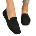thumbnail image 4 of Xfvqtps Ladys Single Shoes Knit Square Toe Flat Bottom Solid Color Breathable Comfortable Mesh Casual Shoes Fashion Ventilate Ballet Shoes Black, 4 of 9