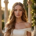 thumbnail image 5 of Miallo Delicate Sparkly Crystals Gold Hair Vine with Ribbon, Elegant Pearl Wedding Hair Accessories for Bridal and Bridesmaids, Gift for Anniversary and Party, 5 of 7