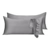Unique Bargains 2 Pack Silky Satin Body Pillow Cases Grey 21" x 48"