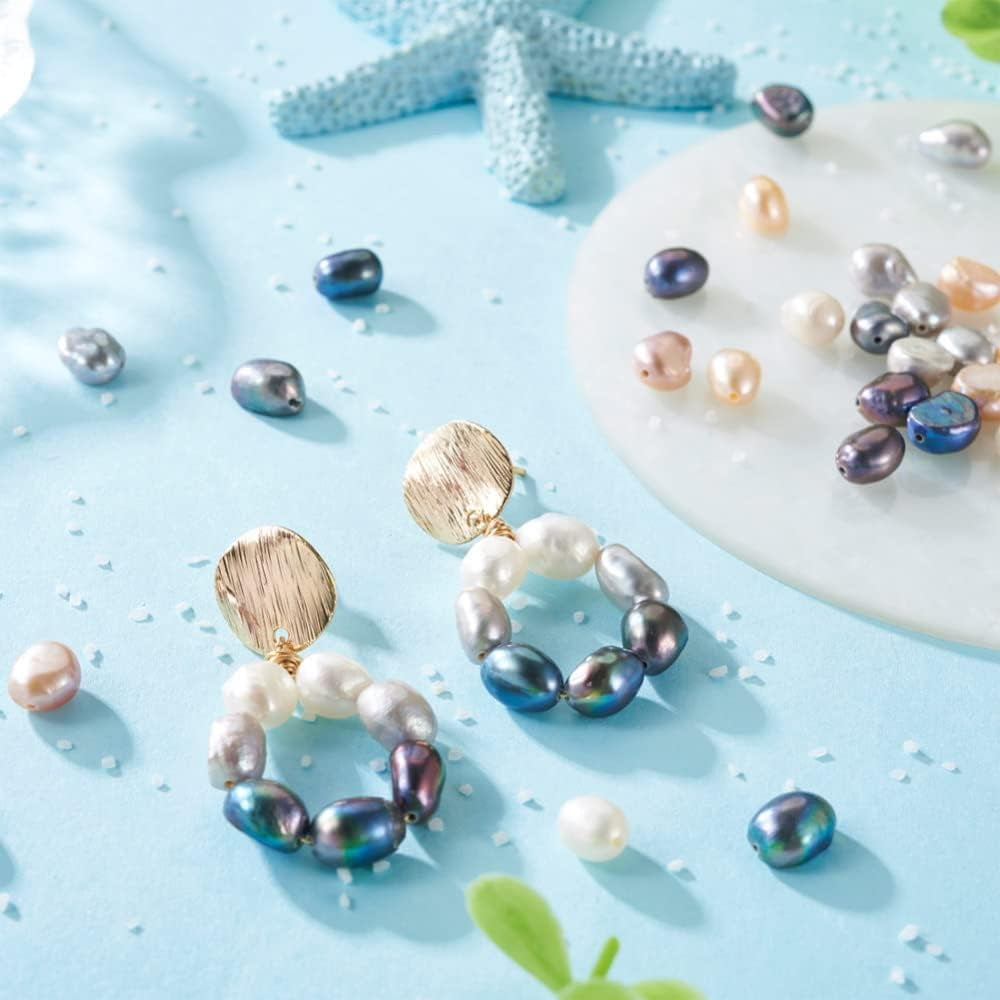 Beadthoven 100pcs Natural Freshwater Pearl Beads 4-6mm Mix Irregular Nuggets Pearl Beads Oval Rice Loose Pearls for DIY Bracelet Necklace Jewelry Making Beading Crafts Supplies Hole 0.5-0.7mm