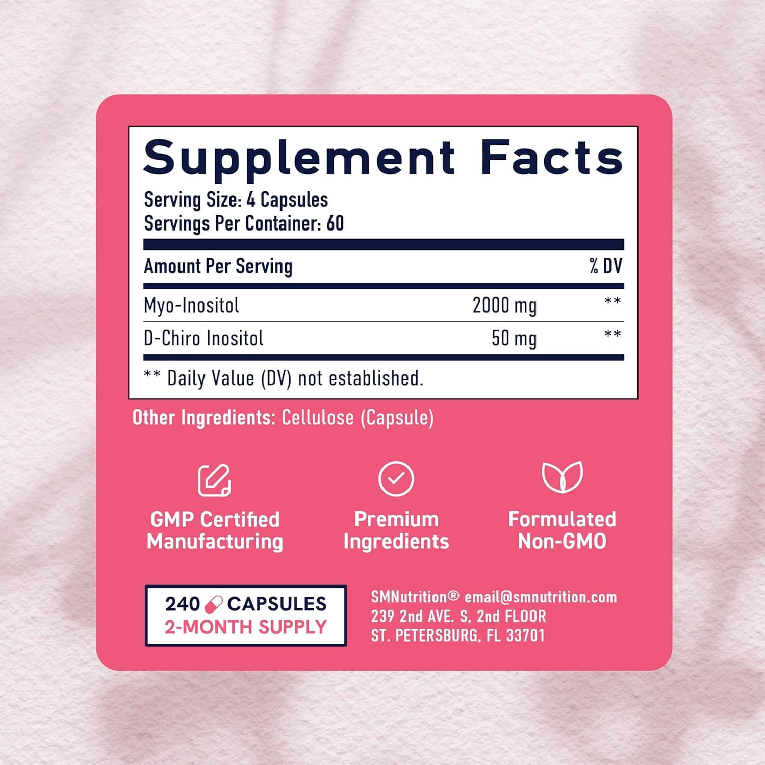 Myo-Inositol & D-Chiro Inositol Hormone Balance Supplement, 240 Ct