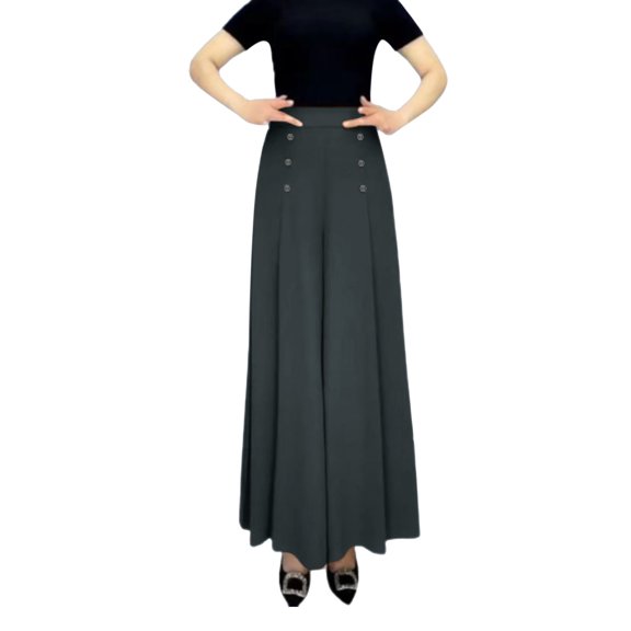Lroveb Wide Leg Pants for Women, Womens High Waisted Culottes Palazzo Pants, Thin Loose Sweatpants Comfortable Jogging Pants With Pockets Casual Black