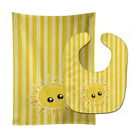 

Sunshine Sun Face on Stripes Baby Bib and Burp Cloth