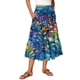thumbnail image 2 of Women’s Bohemian Style Printed Maxi Skirt with Elastic Waist and Drawstring for Casual and Everyday Wear Blue S, 2 of 6