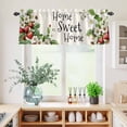 thumbnail image 5 of 3 Piece Kitchen Curtains and Valances Set Strawberry Cafe Curtains 36 Inch Length Summer Fruits Spring Floral Botanical Valance & Tier Curtain for Living Room Bedroom Small Window 54"x18"+27"x36"*2, 5 of 6