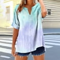 thumbnail image 5 of Women's Gradient Button Down Shirts Fold Short Sleeve Business Casual Tops V Neck Summer T Shirts Dressy Work Blouses, 5 of 5