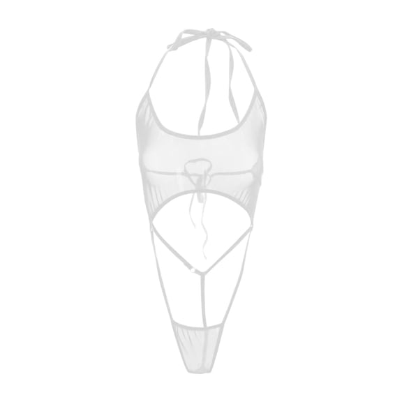 uublik Womens Pajams Underwear Valentine's Day Bodysuit V Neck Sleepwear Lounge Nightgown White