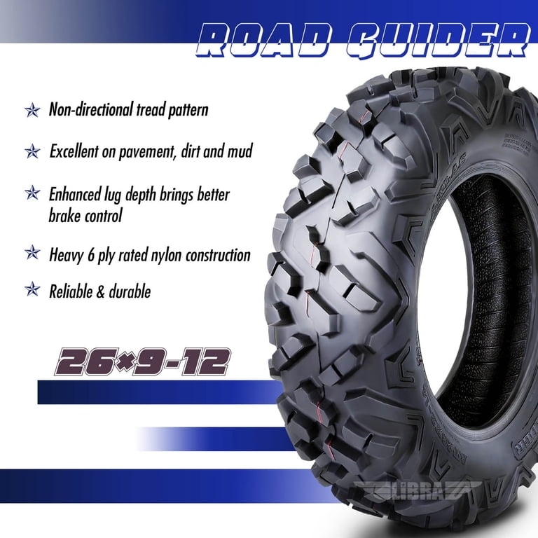 Roadstar Set Of 2 ATV/UTV Front Tires – 26x9-12, 6PR Tubeless All-Terrain Tires For Mud & Trail Riding