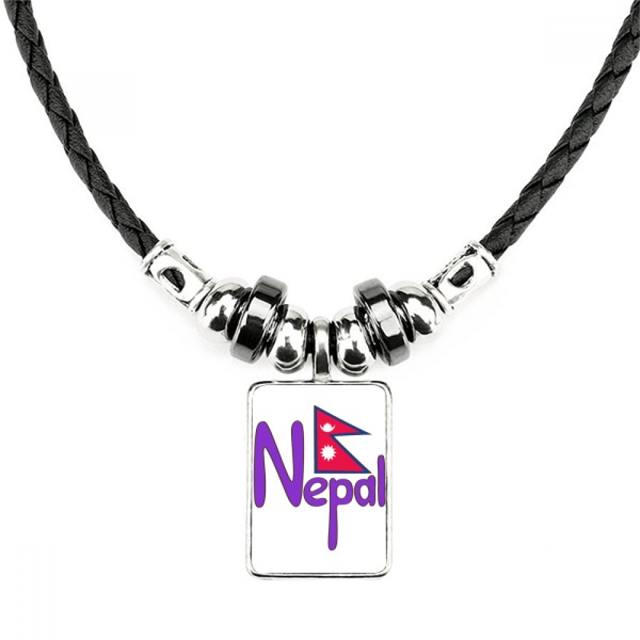 nepal national flag rojo purpura patron collar a mano colgante de cuerda de cuero Unbranded M
