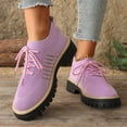 thumbnail image 2 of Rokment Womens Mesh Slip on Socks Oxfords Breathable Fashionable Platform Chunky Lug Sole Mid Heel High Top Fashion Sneakers Walking Dress Shoes E Size 6, 2 of 9