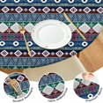thumbnail image 4 of Vibrant Boho Floral Design Elastic Border Tablecloth - Round Table Cover for Dining Room - Fits 52 to 56 Inch, 4 of 7