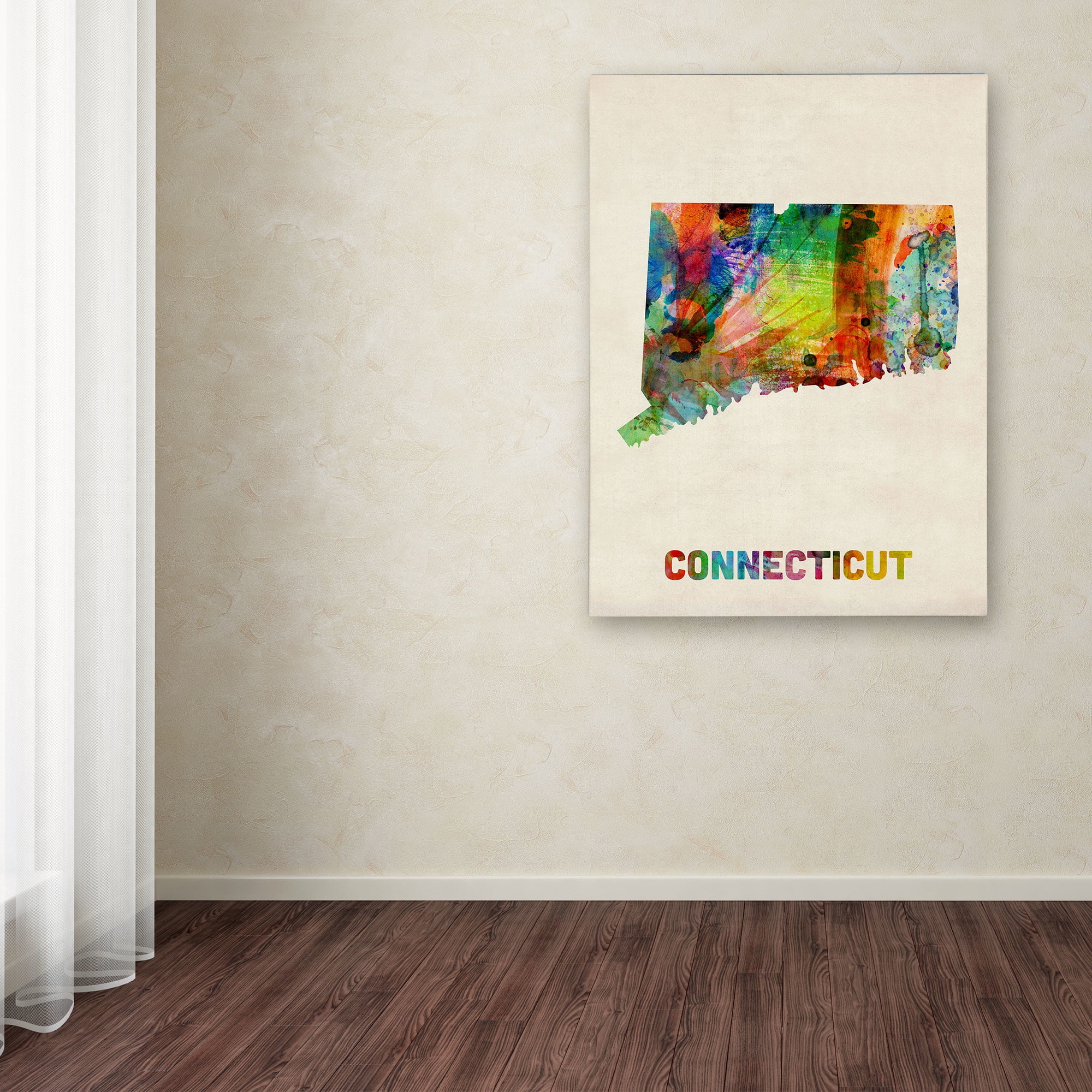 Trademark Fine Art "Connecticut Map" Canvas Wall Art by Michael Tompsett