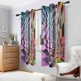 thumbnail image 2 of Yayeee Window Curtains Light Filtering 63"x42" Grommet Panel Pair Home Living Room Decor, Pink Wavy Plaid, 2 of 7