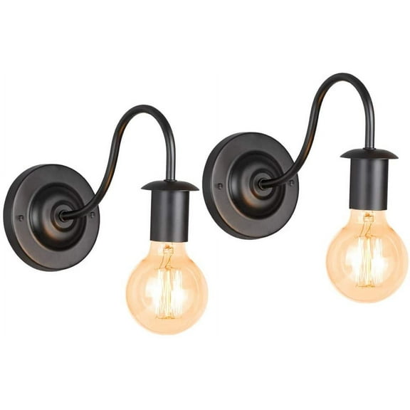 NEX Indoor Wall Sconces Lamp with Metal Black Frame Set of 2
