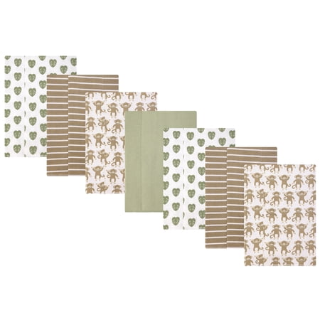 Hudson Baby Infant Boys Cotton Flannel Burp Cloths 7-Pack, Monkey, One Size