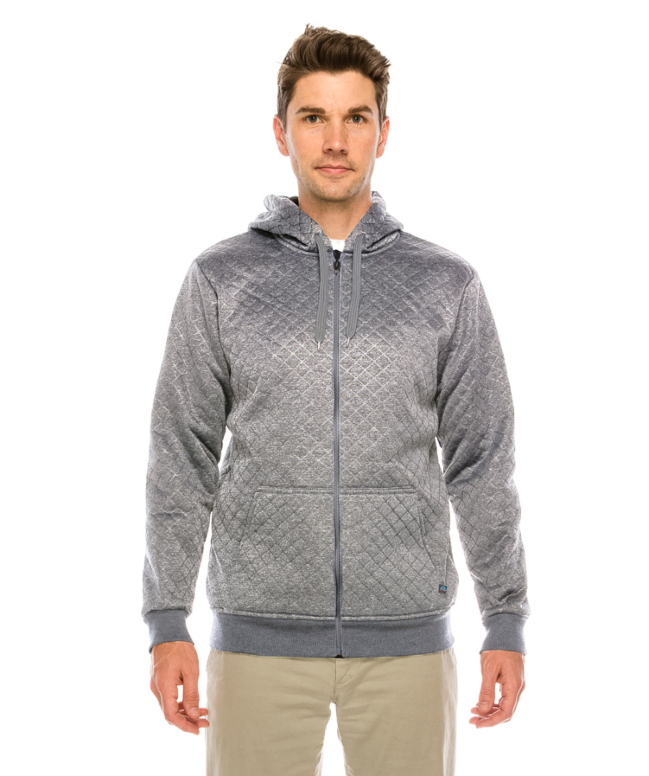 Urbantry - Men's Quilted Hoodie with Zipper and Drawstring - Walmart ...