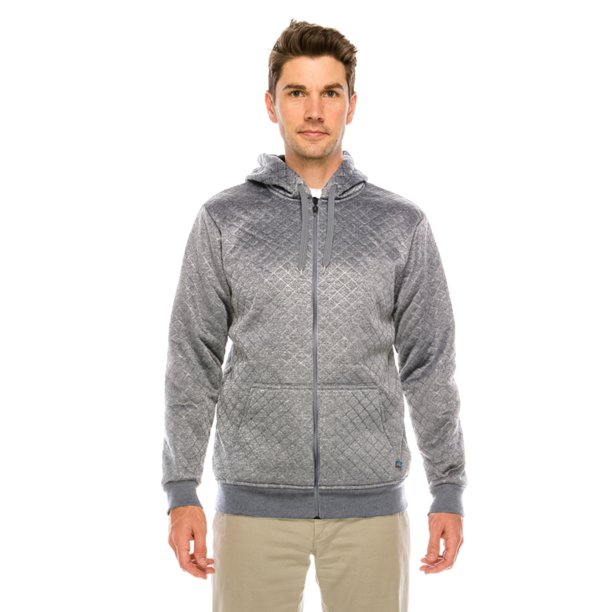 Urbantry - Men's Quilted Hoodie with Zipper and Drawstring - Walmart ...